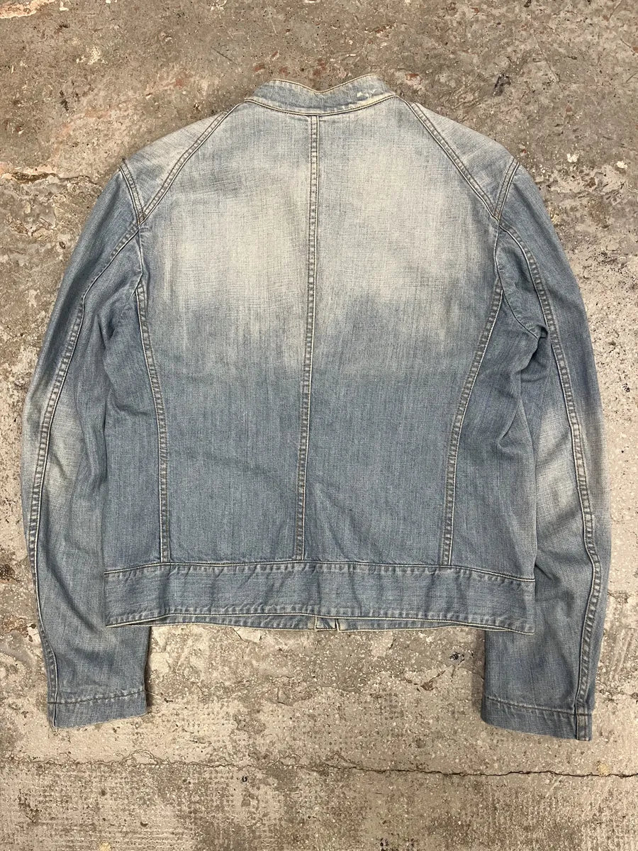 SS2005 Cavalli Biker Light Blue Denim Jacket (M) yNIOYyf 3