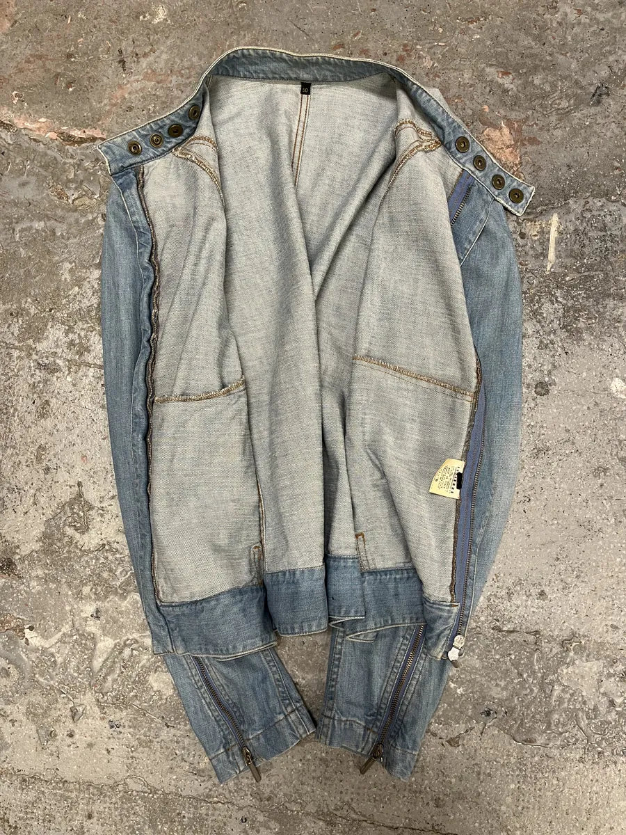SS2005 Cavalli Biker Light Blue Denim Jacket (M) yNIOYyf 4