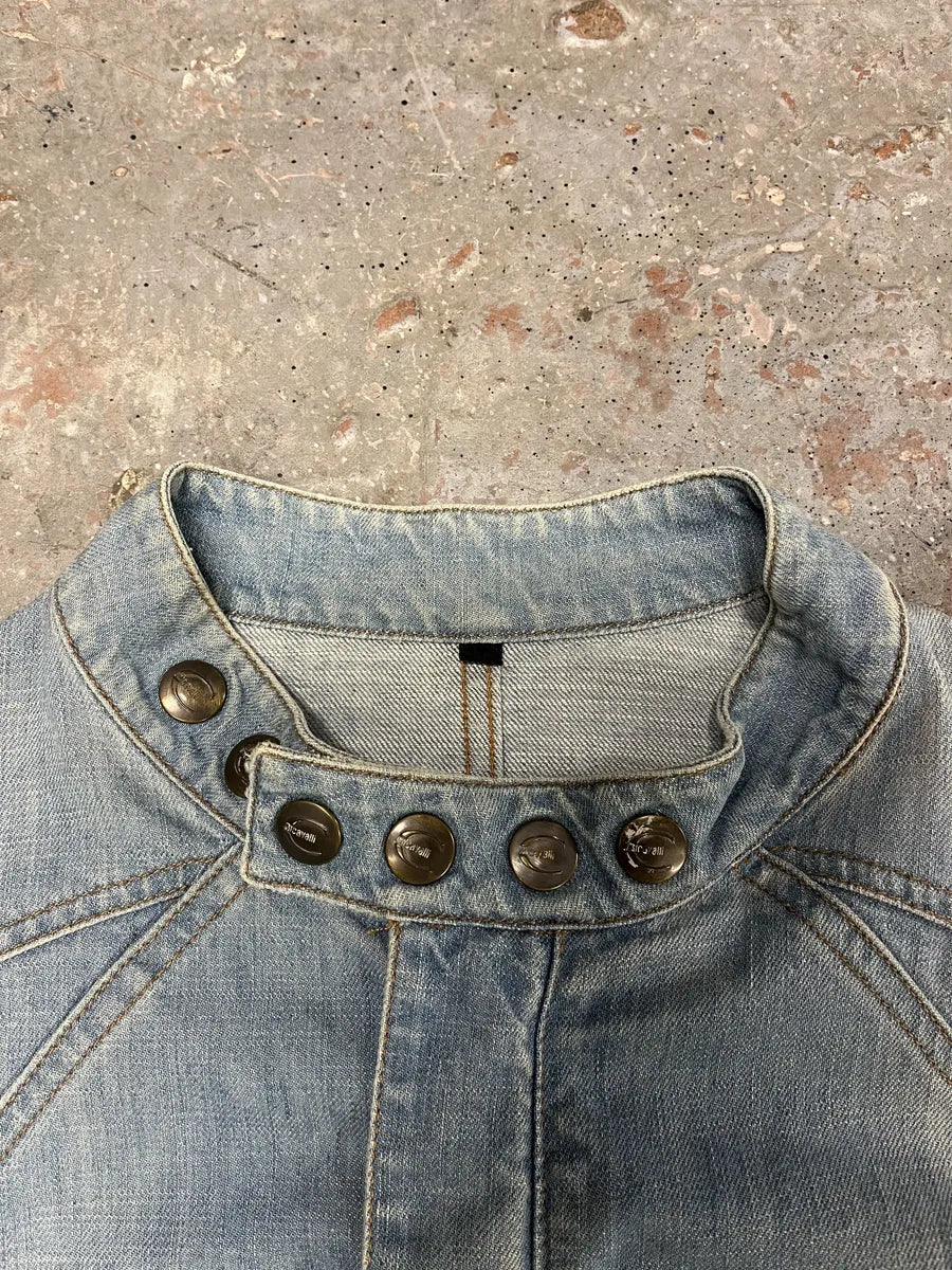 SS2005 Cavalli Biker Light Blue Denim Jacket (M) yNIOYyf 9