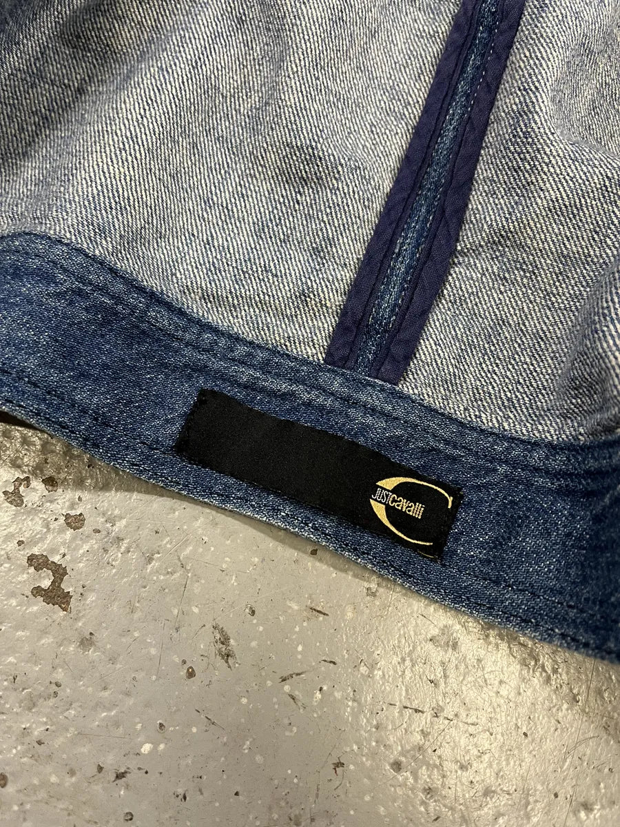 SS2005 Cavalli Biker Multi Pockets Blue Denim Jacket GJqmHna 10