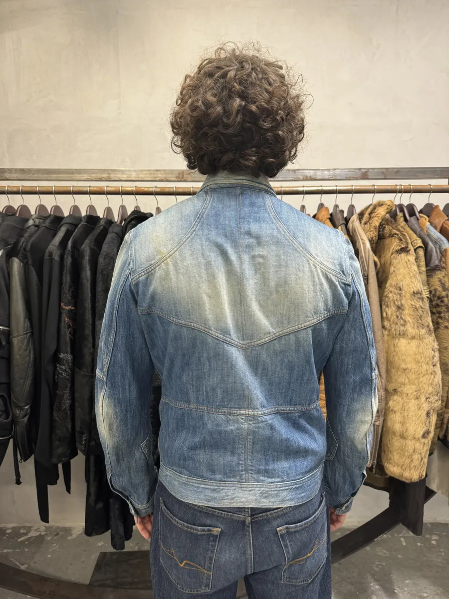 SS2005 Cavalli Biker Multi Pockets Blue Denim Jacket GJqmHna 2