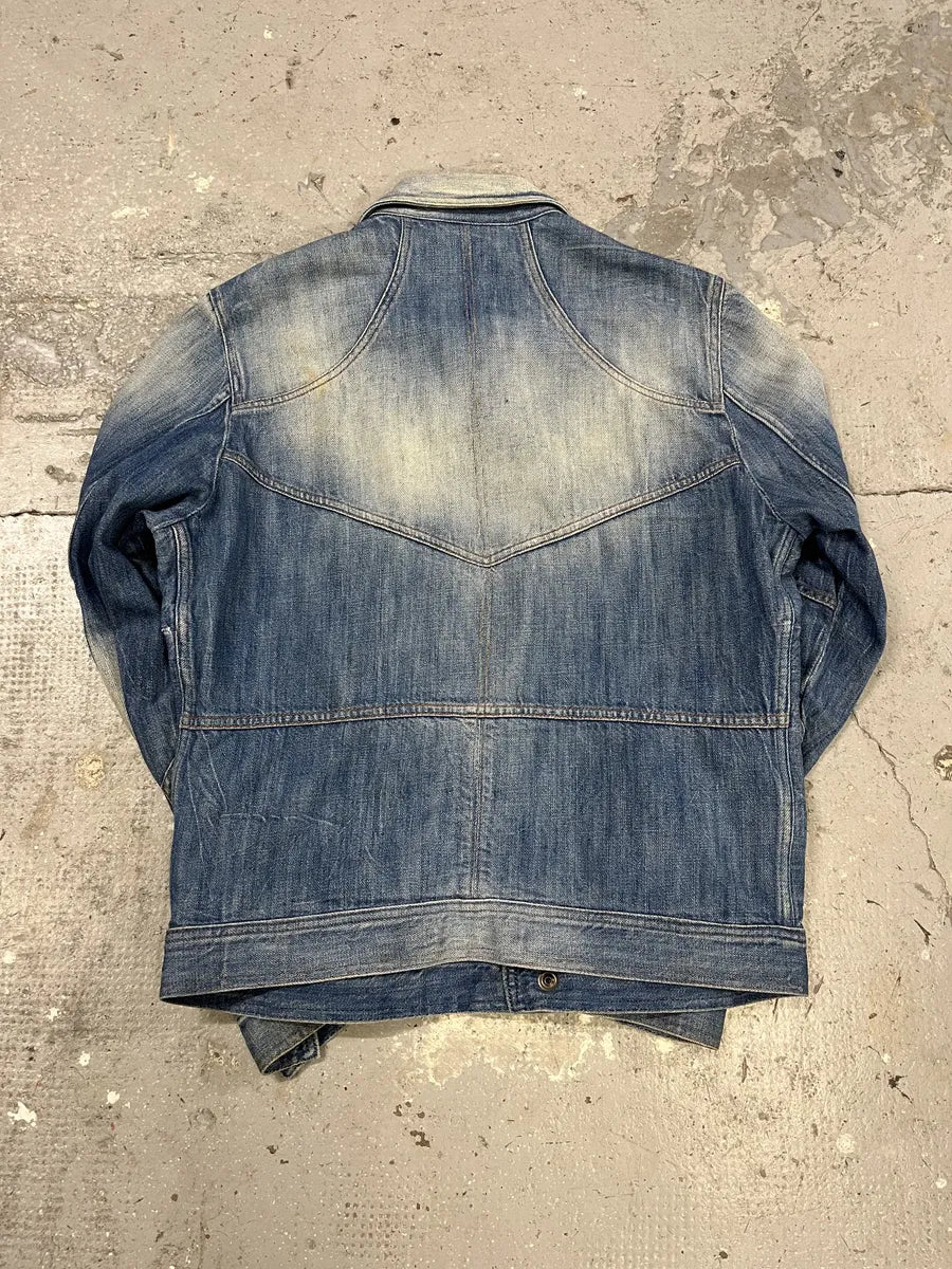 SS2005 Cavalli Biker Multi Pockets Blue Denim Jacket GJqmHna 3