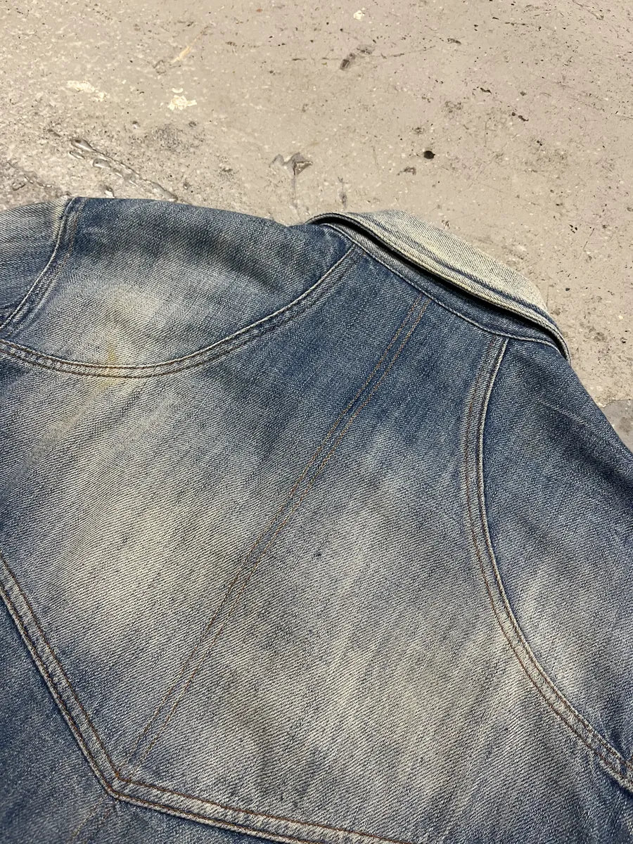 SS2005 Cavalli Biker Multi Pockets Blue Denim Jacket GJqmHna 6