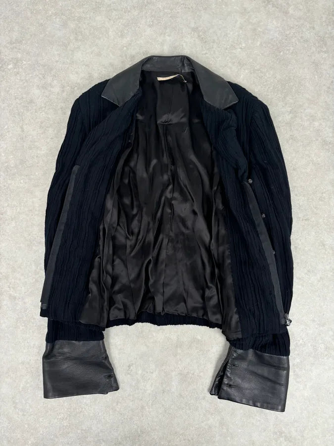 SS2005 Cavalli Black Pleated Hybrid Blazer Jacket UvzVzOx 6