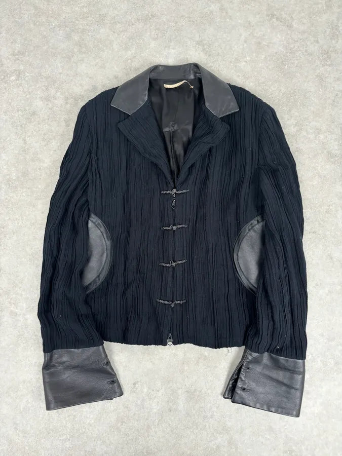 SS2005 Cavalli Black Pleated Hybrid Blazer Jacket UvzVzOx 0