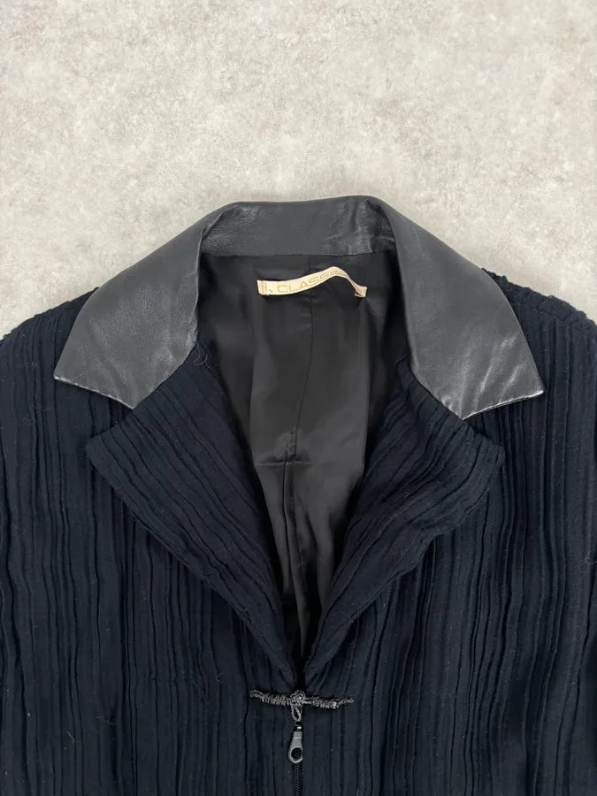 SS2005 Cavalli Black Pleated Hybrid Blazer Jacket UvzVzOx 3