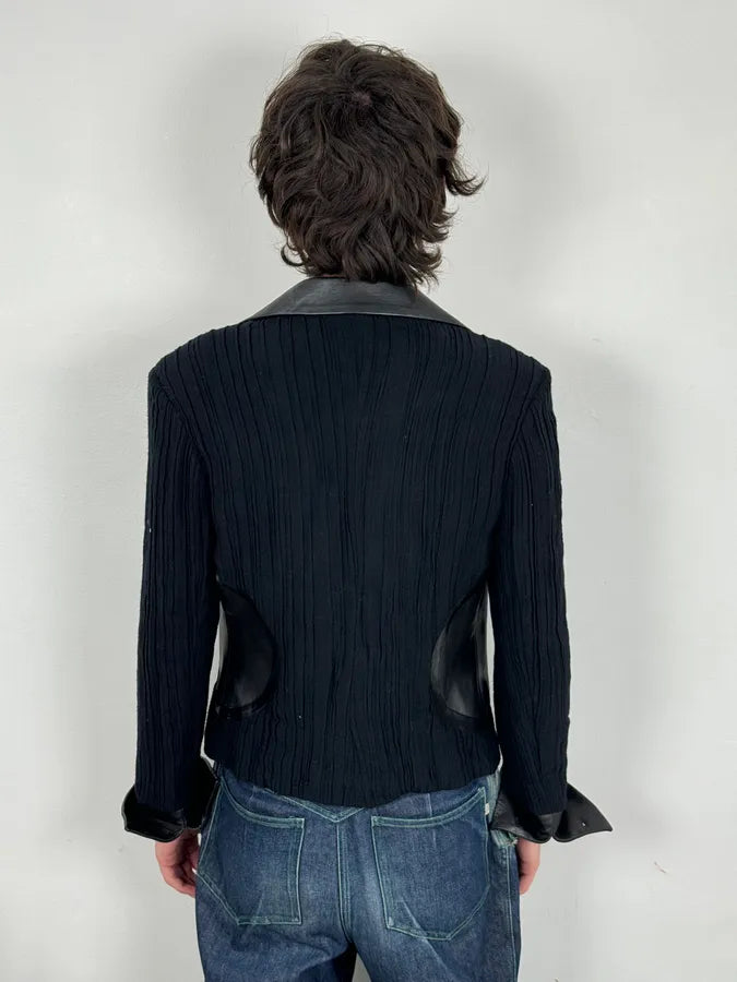 SS2005 Cavalli Black Pleated Hybrid Blazer Jacket UvzVzOx 2