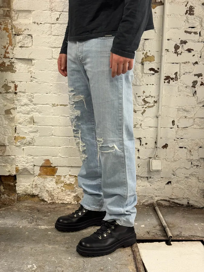 SS2005 Cavalli Blue Distressed Cozy Denim Jeans rrDRZZP 2