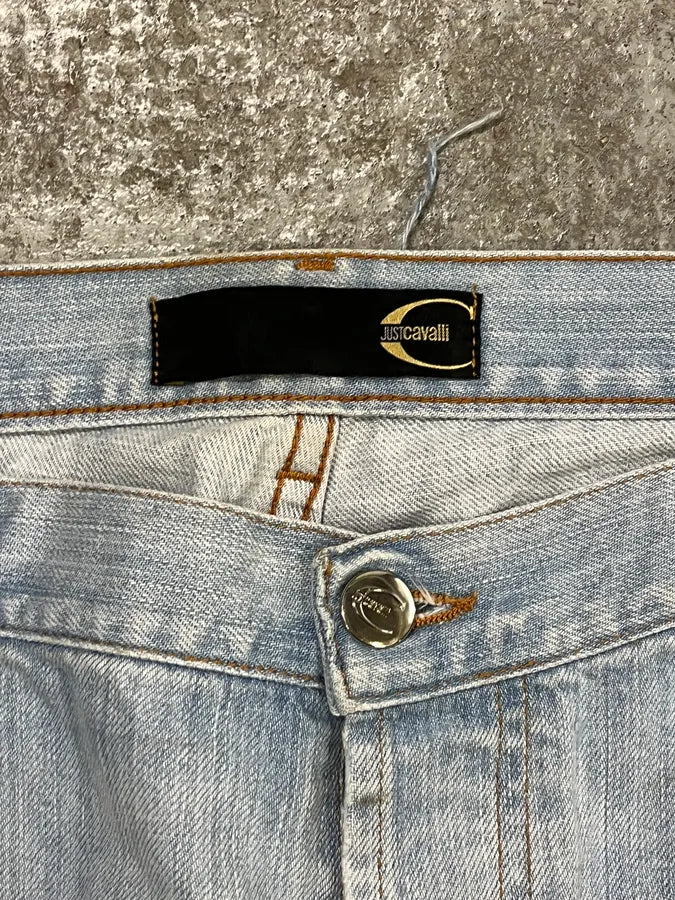 SS2005 Cavalli Blue Distressed Cozy Denim Jeans rrDRZZP 9