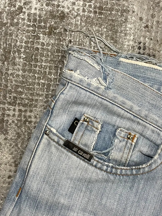 SS2005 Cavalli Blue Distressed Cozy Denim Jeans rrDRZZP 10