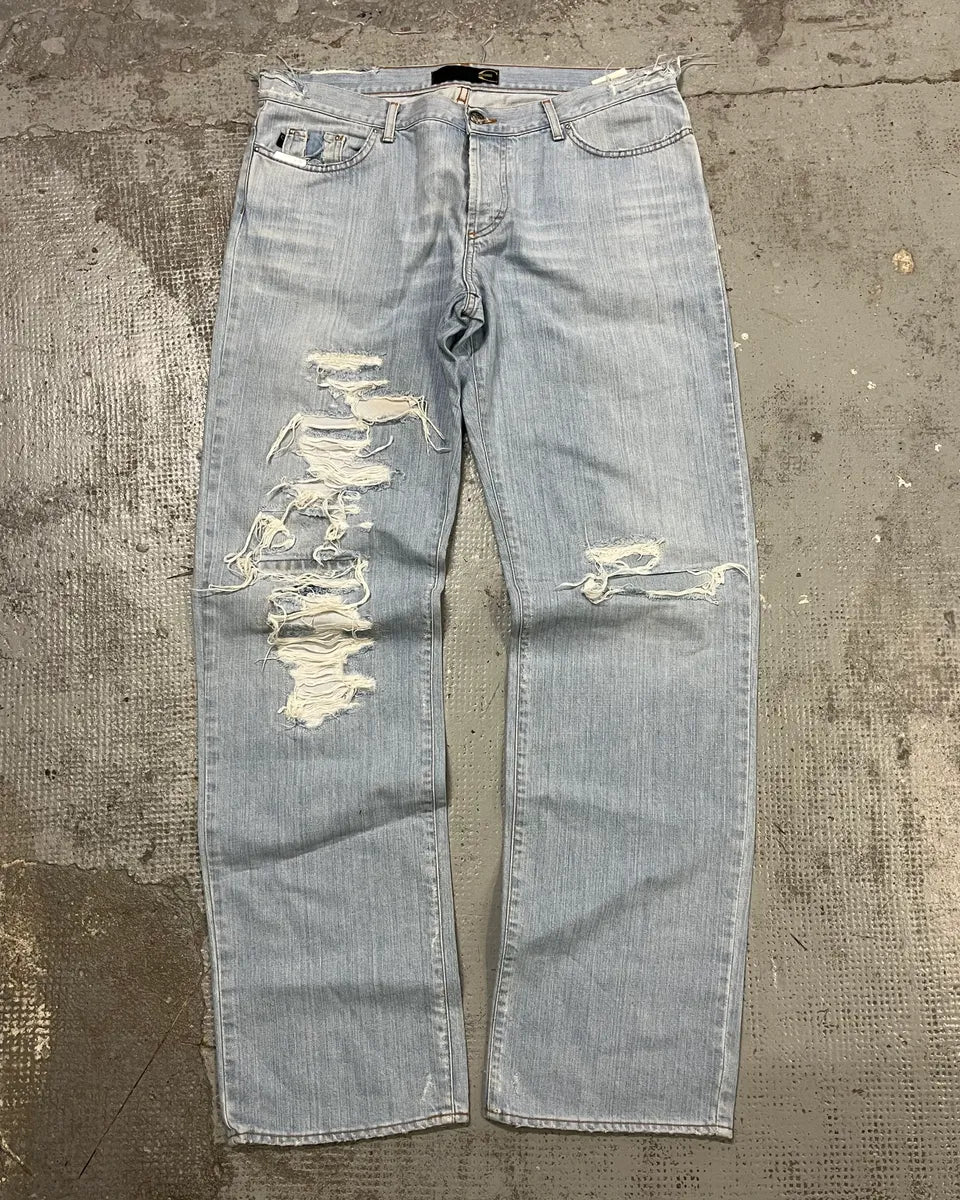 SS2005 Cavalli Blue Distressed Cozy Denim Jeans rrDRZZP 0