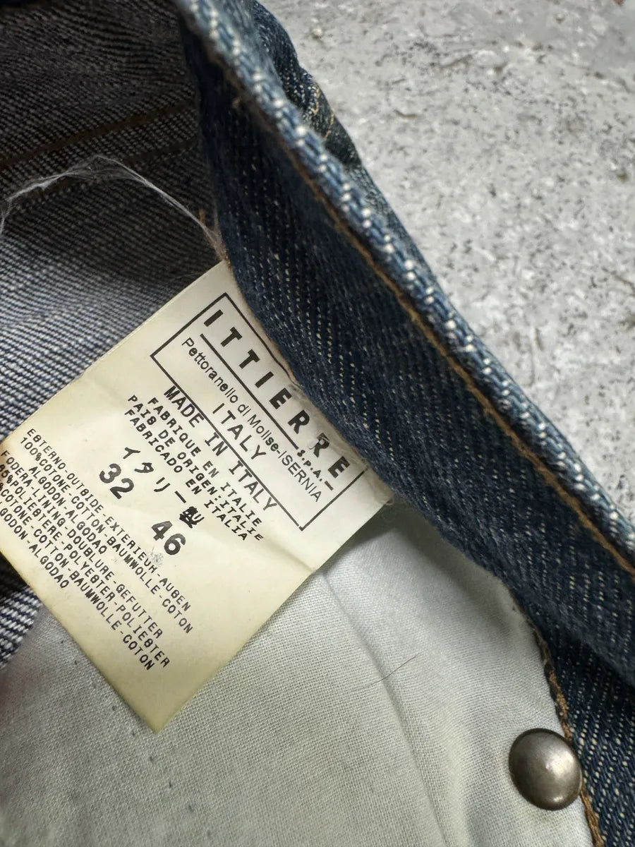 SS2005 Cavalli Blue Flared Yellowish Faded Denim Jeans (S) 6