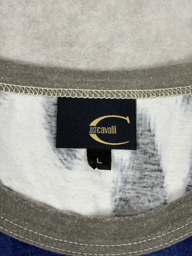 SS2005 Cavalli Blue Leopard Print T-Shirt IOiVuAf 7