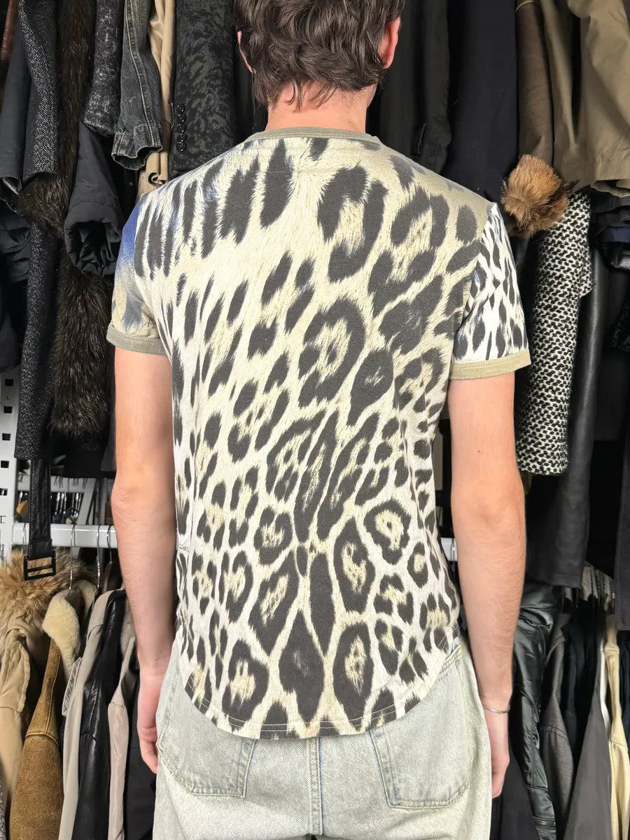 SS2005 Cavalli Blue Leopard Print T-Shirt IOiVuAf 2