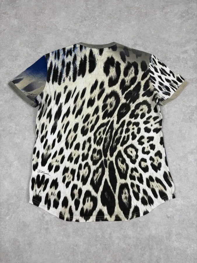 SS2005 Cavalli Blue Leopard Print T-Shirt IOiVuAf 5