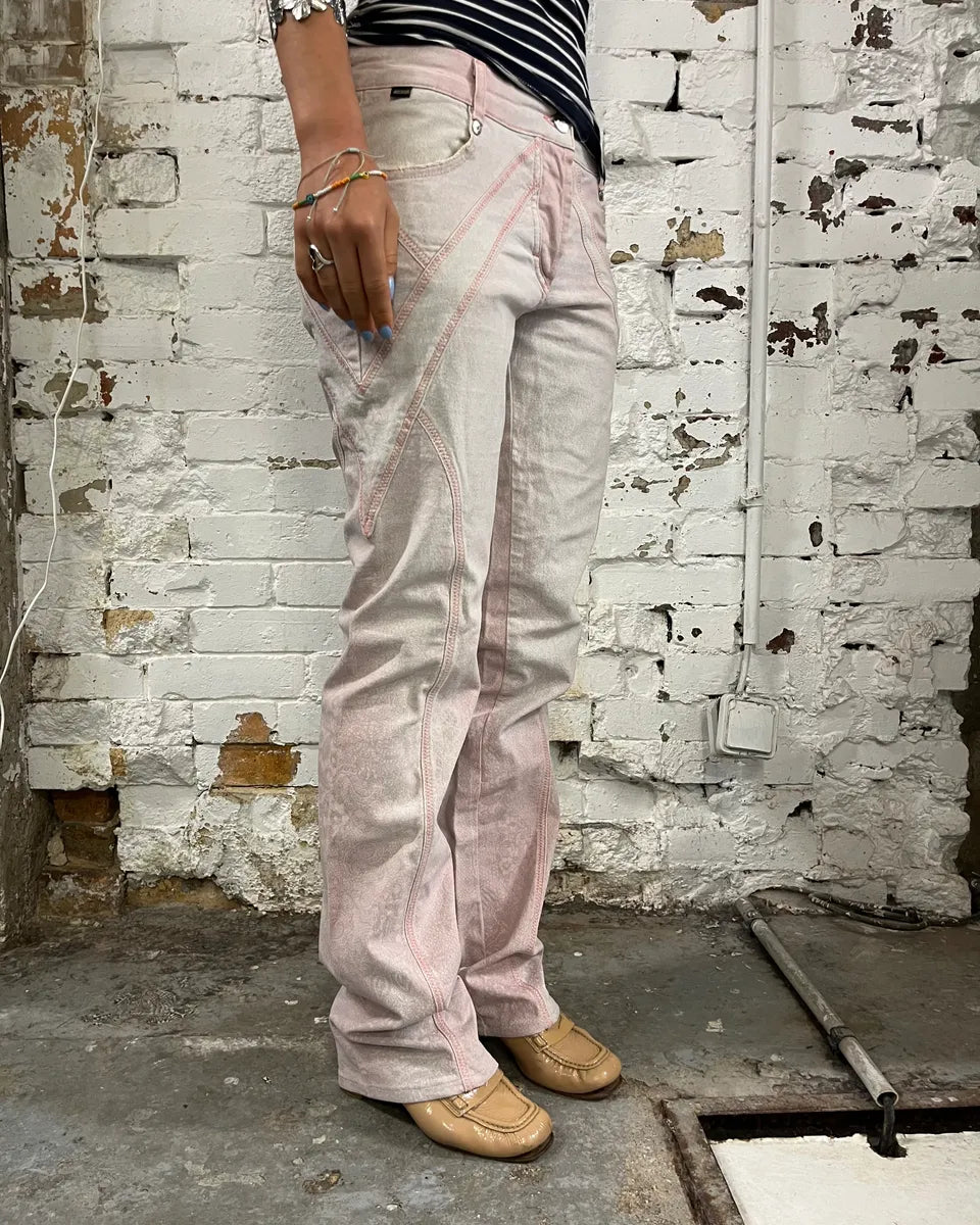 SS2005 Cavalli Contrast Stitch Pink Denim Jeans PSpCGMF 1