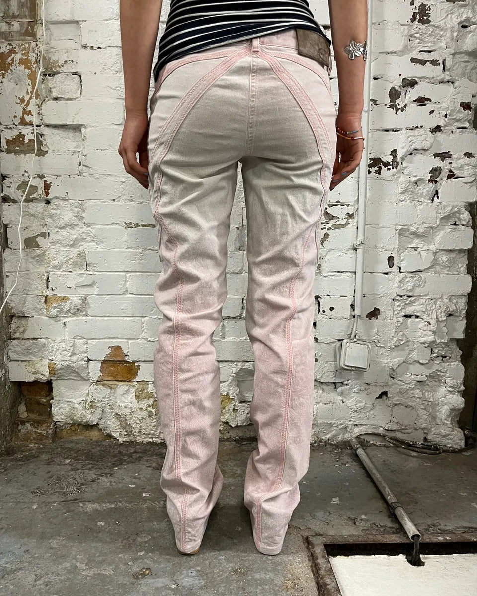 SS2005 Cavalli Contrast Stitch Pink Denim Jeans PSpCGMF 2