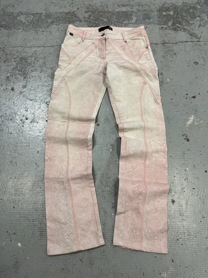 SS2005 Cavalli Contrast Stitch Pink Denim Jeans PSpCGMF 3