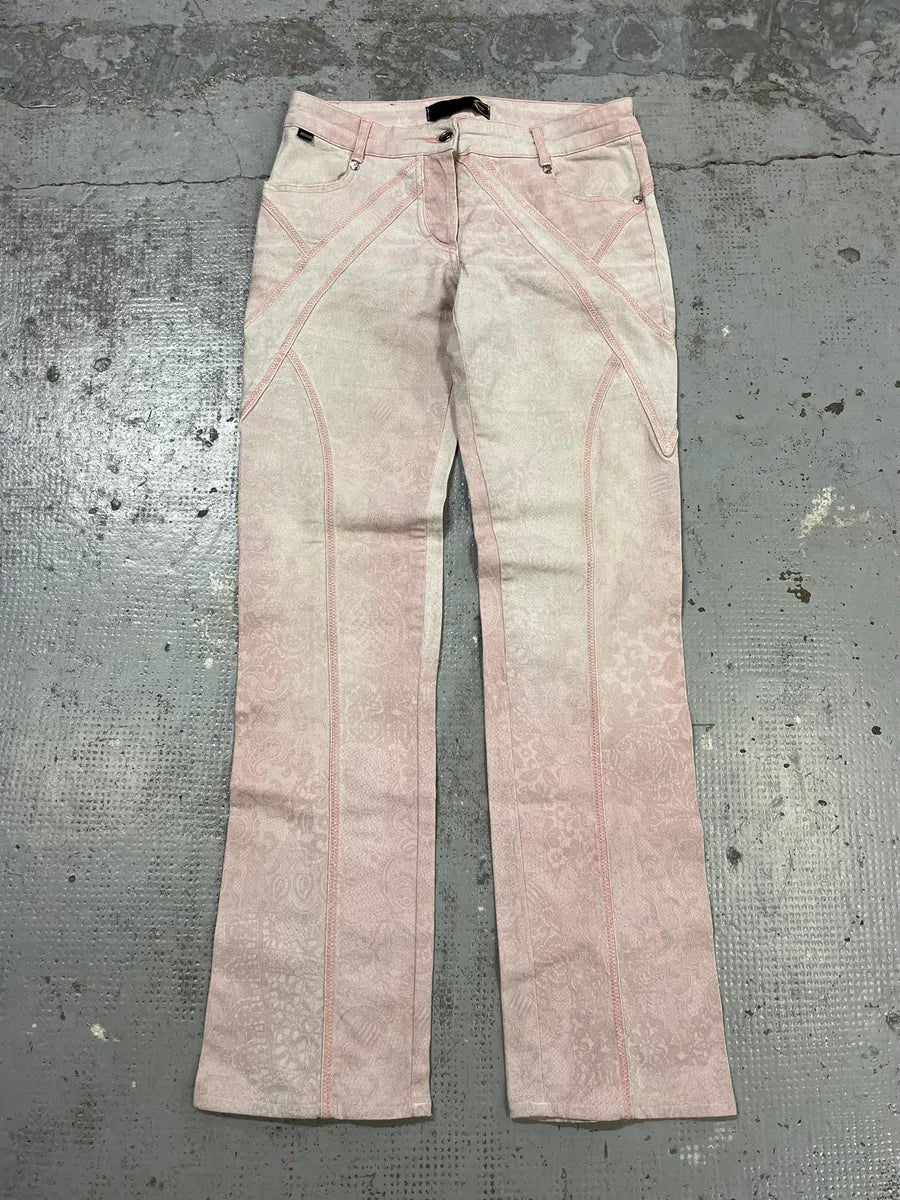 SS2005 Cavalli Contrast Stitch Pink Denim Jeans PSpCGMF 5