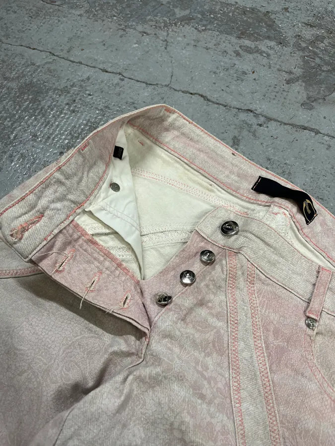 SS2005 Cavalli Contrast Stitch Pink Denim Jeans PSpCGMF 9