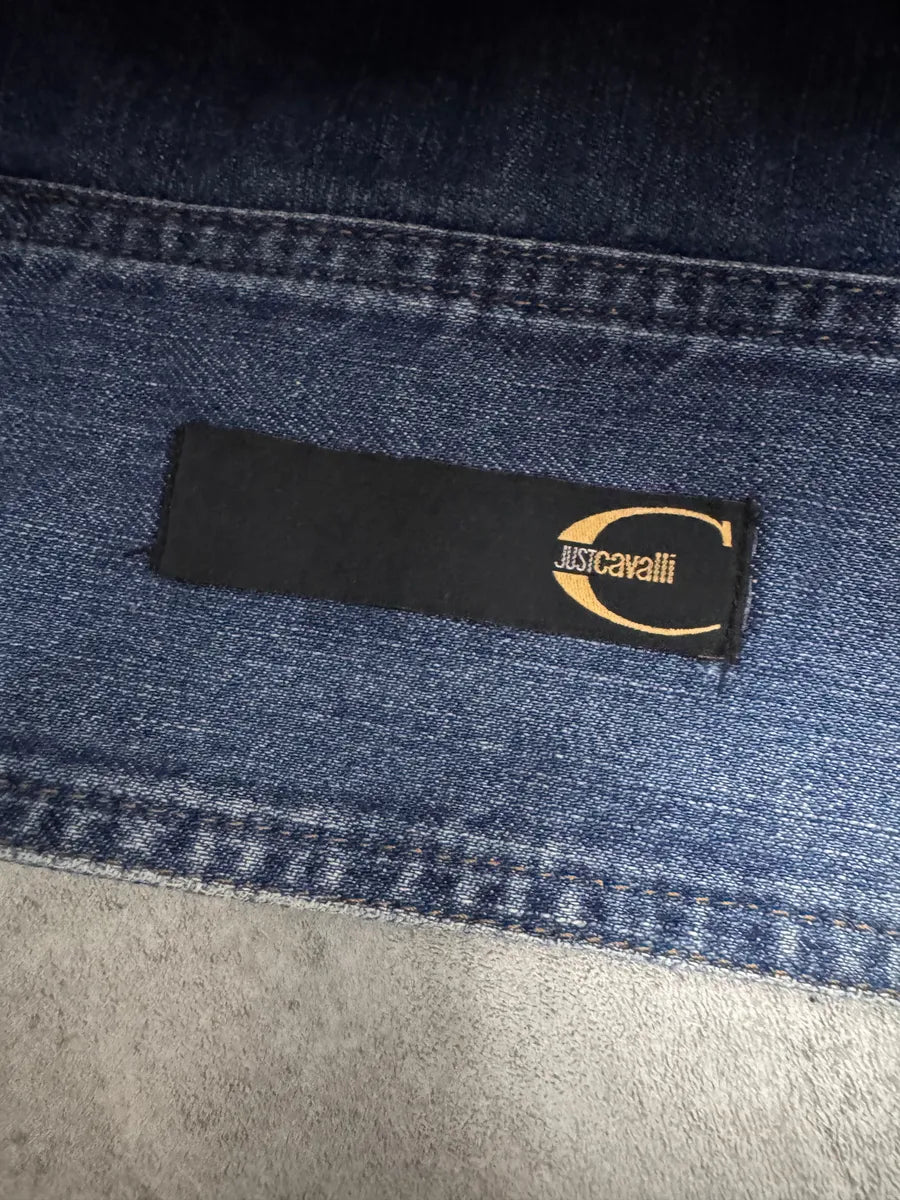 SS2005 Cavalli Blue Dirty Effect Denim Jacket lcUKUdw 3