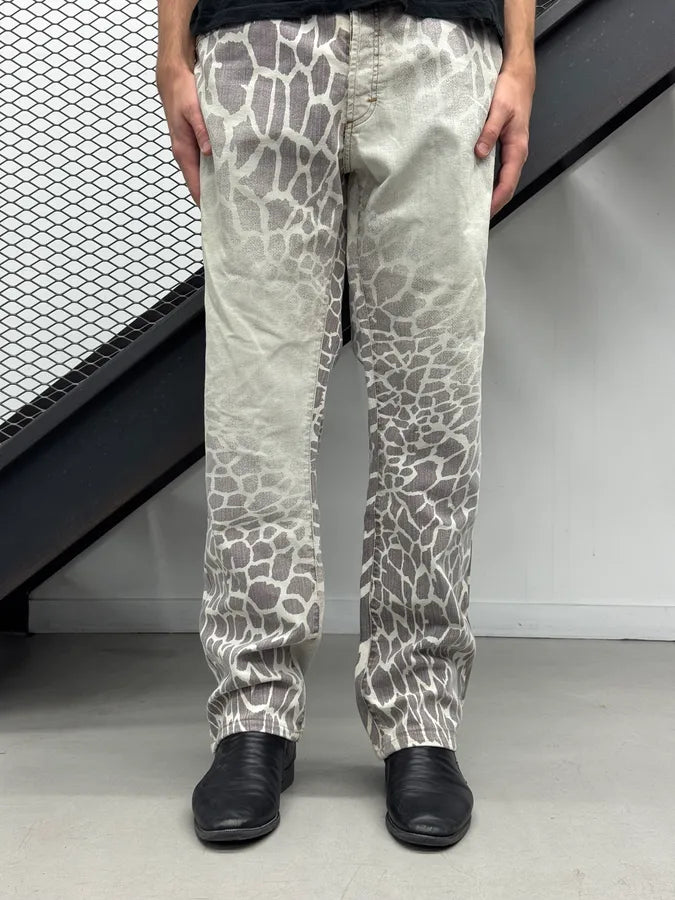 SS2005 Cavalli Giraffe Vulcano Grey Denim Jeans IacHICs 0