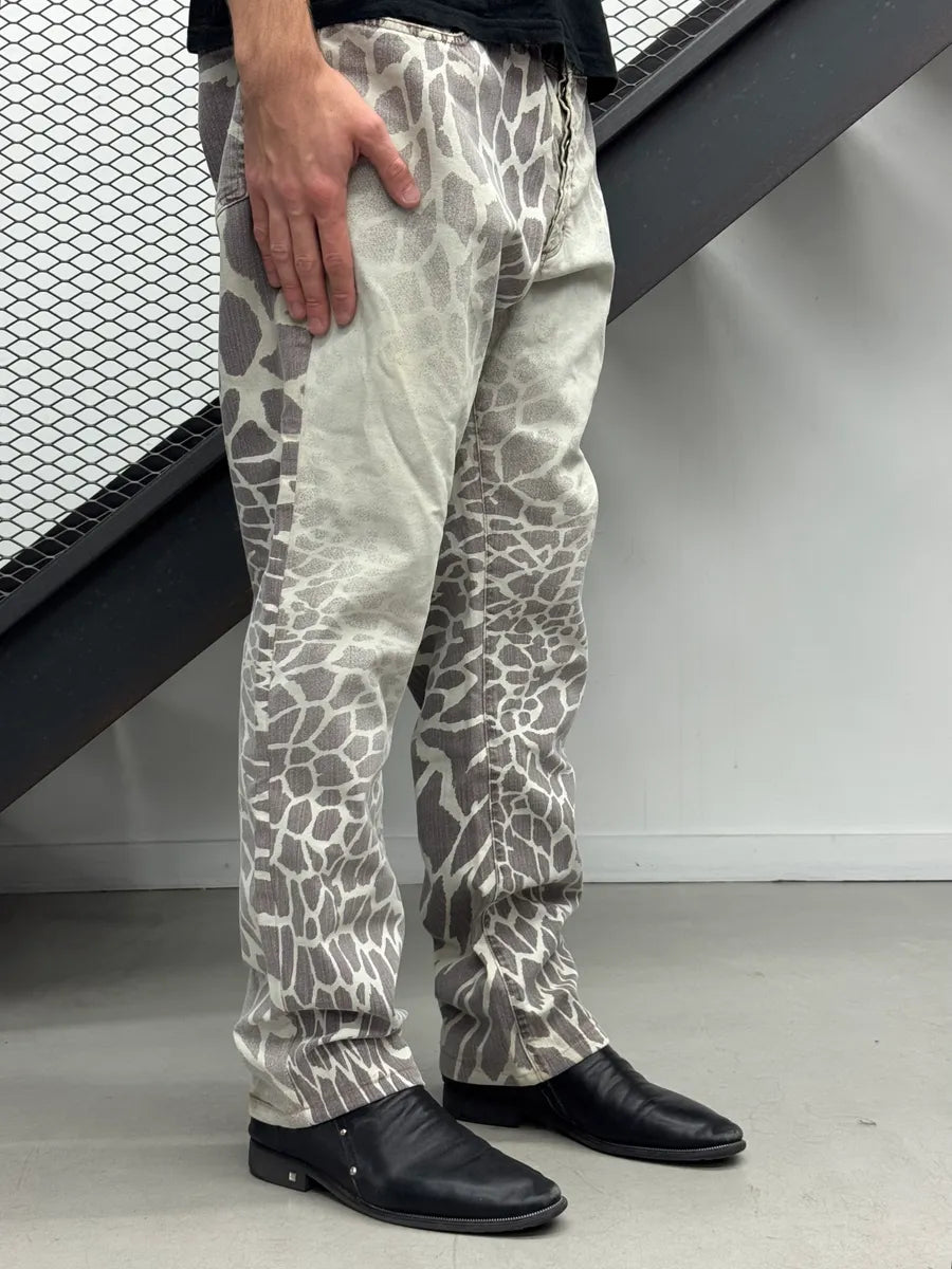 SS2005 Cavalli Giraffe Vulcano Grey Denim Jeans IacHICs 1