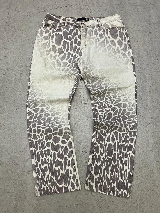 SS2005 Cavalli Giraffe Vulcano Grey Denim Jeans IacHICs 3