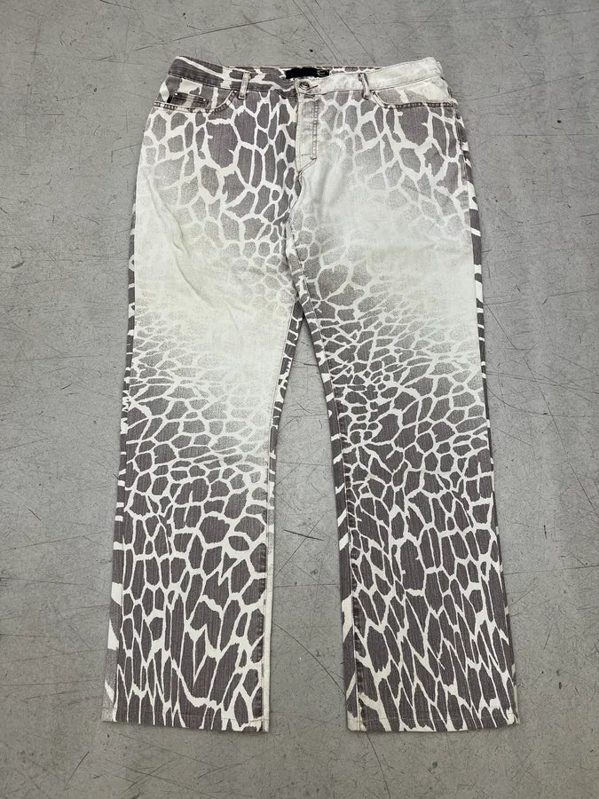 SS2005 Cavalli Giraffe Vulcano Grey Denim Jeans IacHICs 4