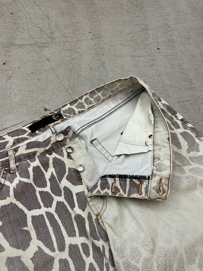 SS2005 Cavalli Giraffe Vulcano Grey Denim Jeans IacHICs 9