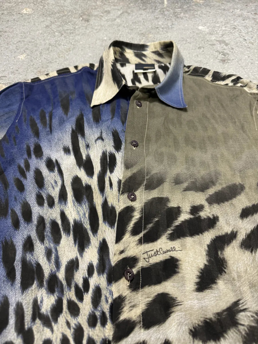 SS2005 Cavalli Leopard Ocean Gradient Shirt (M) 8