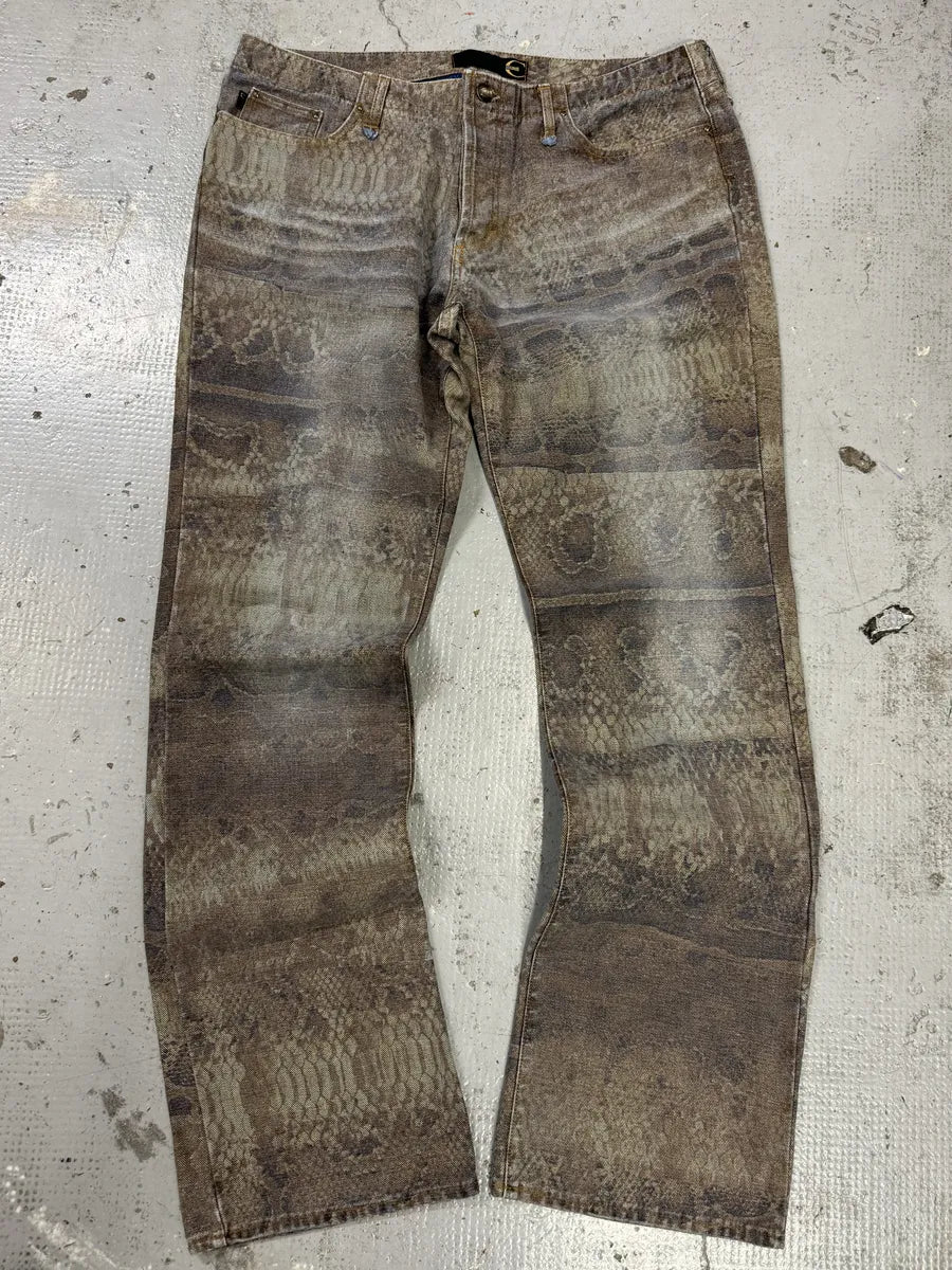 SS2005 Cavalli Python Effect Brown Marble Pants NDfSNtJ 0