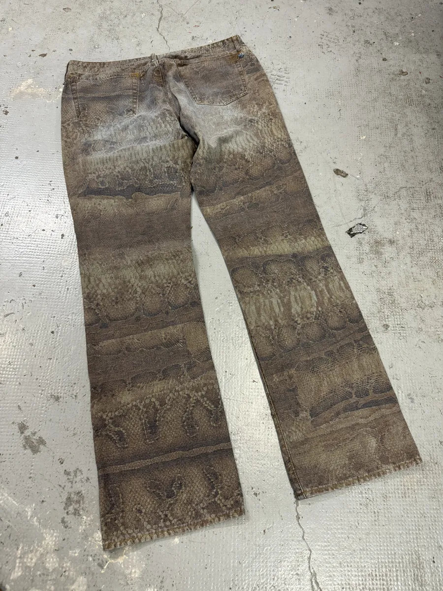 SS2005 Cavalli Python Effect Brown Marble Pants NDfSNtJ 1