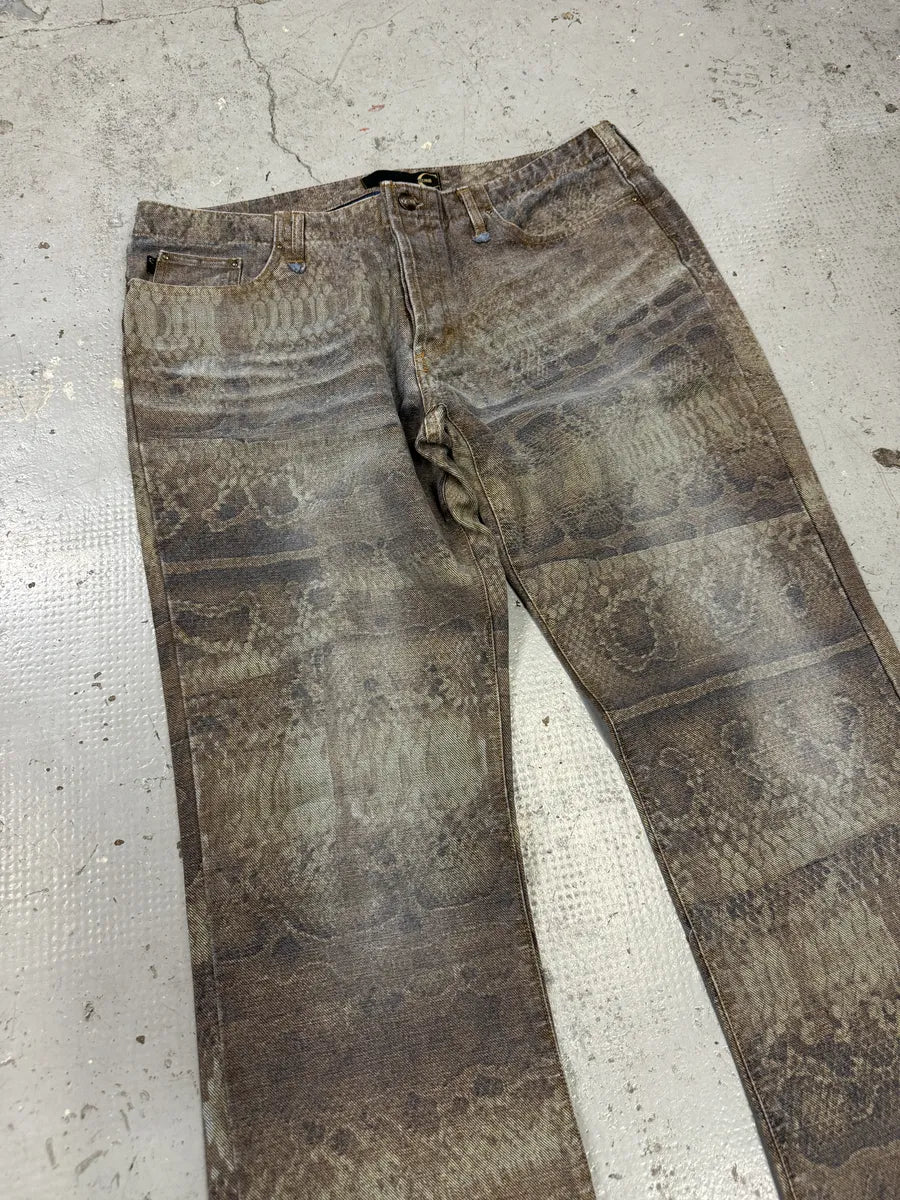 SS2005 Cavalli Python Effect Brown Marble Pants NDfSNtJ 10