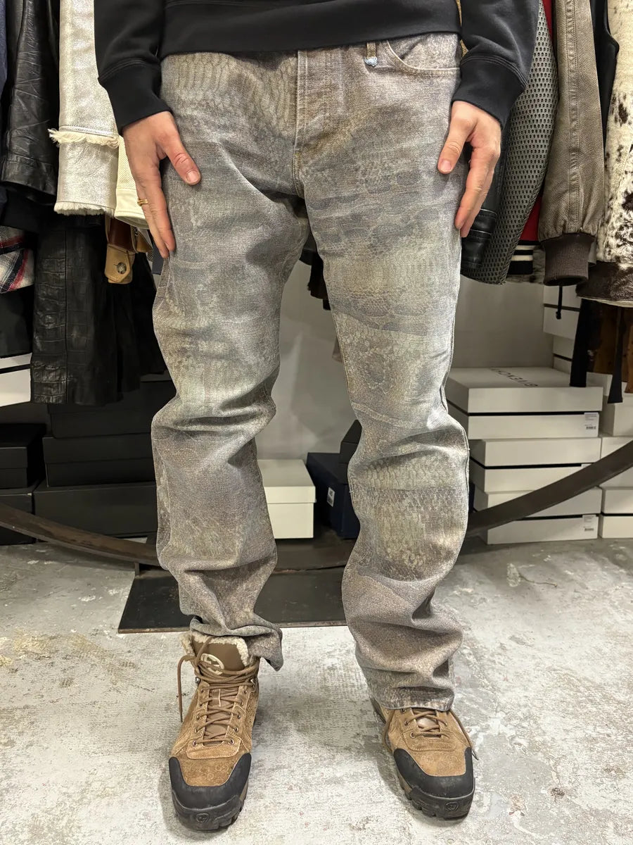 SS2005 Cavalli Python Effect Brown Marble Pants NDfSNtJ 2