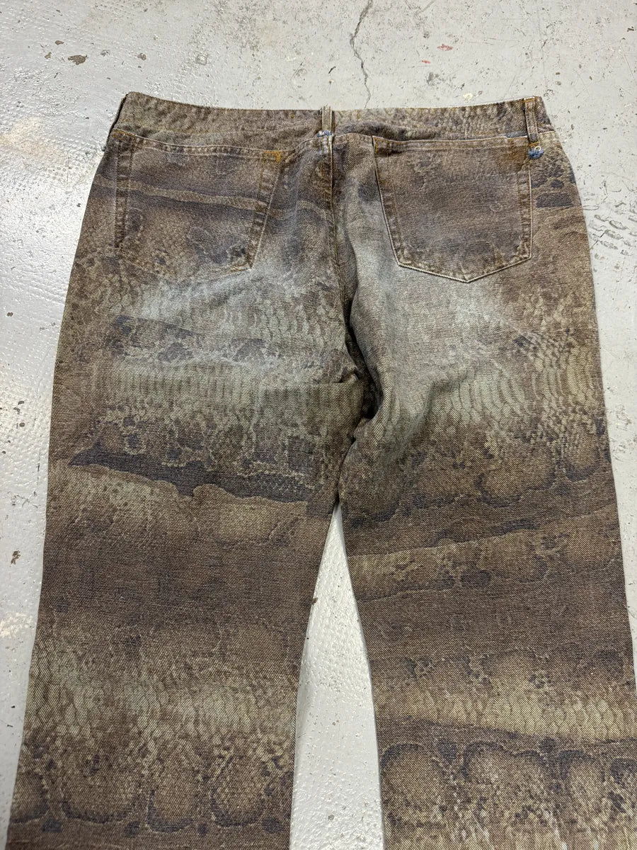 SS2005 Cavalli Python Effect Brown Marble Pants NDfSNtJ 4