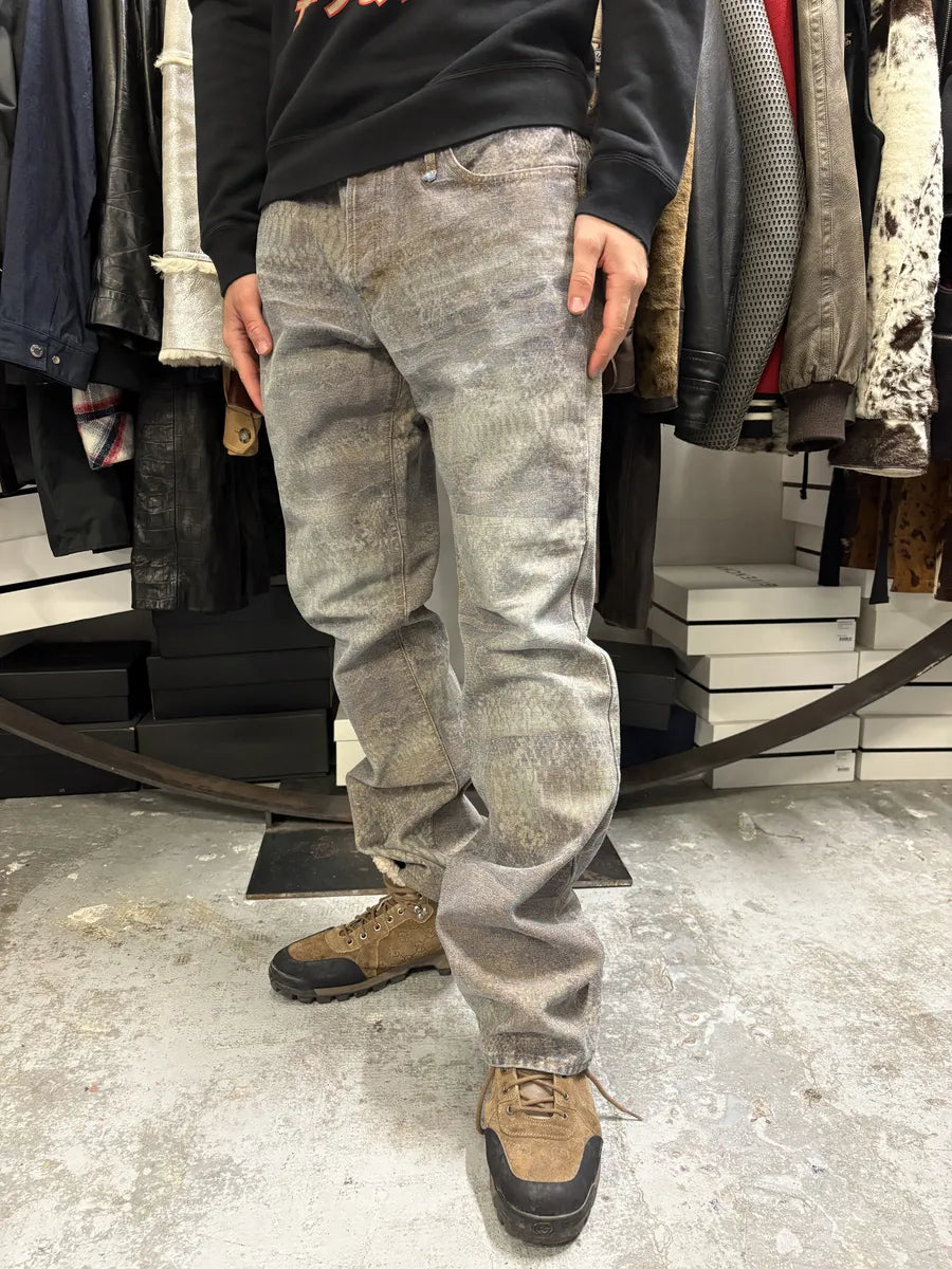 SS2005 Cavalli Python Effect Brown Marble Pants NDfSNtJ 5