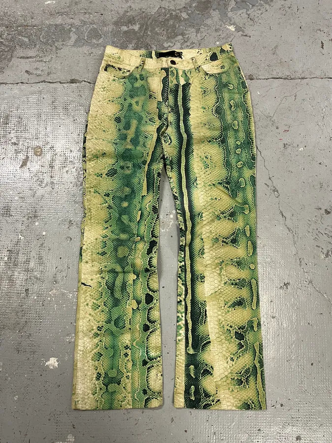 SS2005 Cavalli Python Print Green Acid Pants qgmpfBs 0