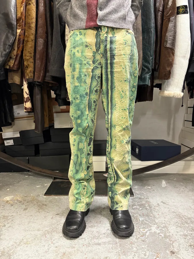 SS2005 Cavalli Python Print Green Acid Pants qgmpfBs 1