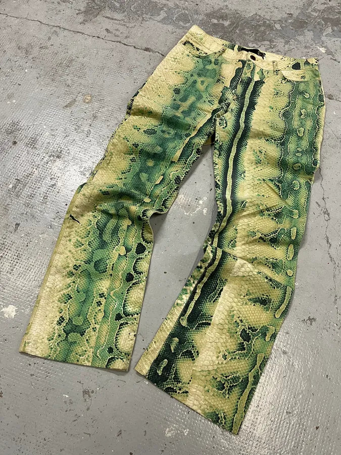 SS2005 Cavalli Python Print Green Acid Pants qgmpfBs 2