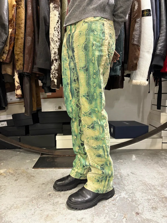 SS2005 Cavalli Python Print Green Acid Pants qgmpfBs 3