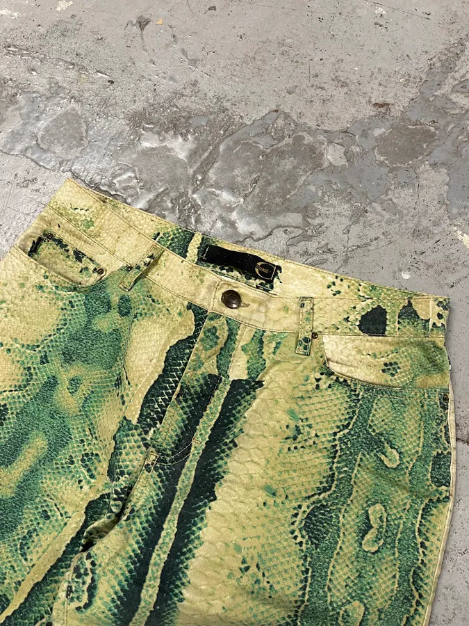 SS2005 Cavalli Python Print Green Acid Pants qgmpfBs 5