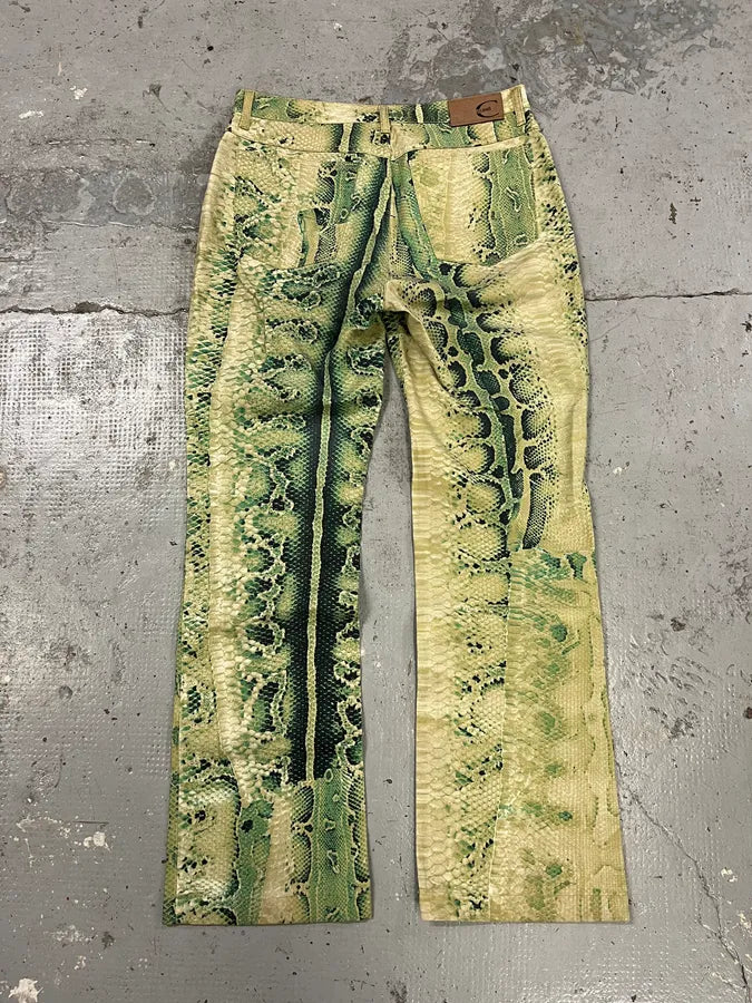 SS2005 Cavalli Python Print Green Acid Pants qgmpfBs 7