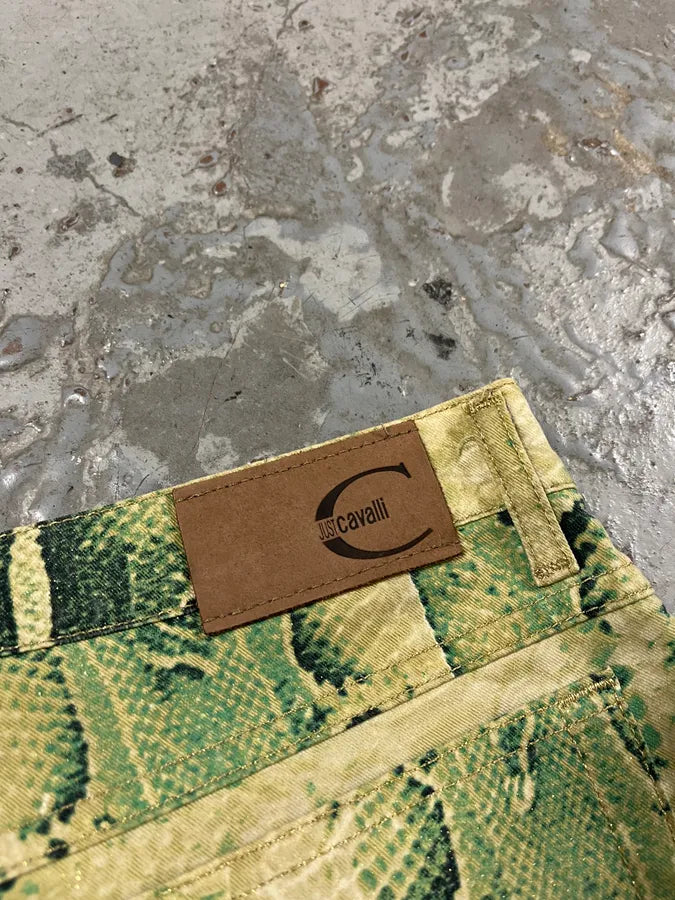 SS2005 Cavalli Python Print Green Acid Pants qgmpfBs 9