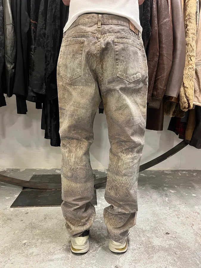 SS2005 Cavalli Python Snakeskin Effect Marble Brown Pants (L/XL) QlNOovP 3