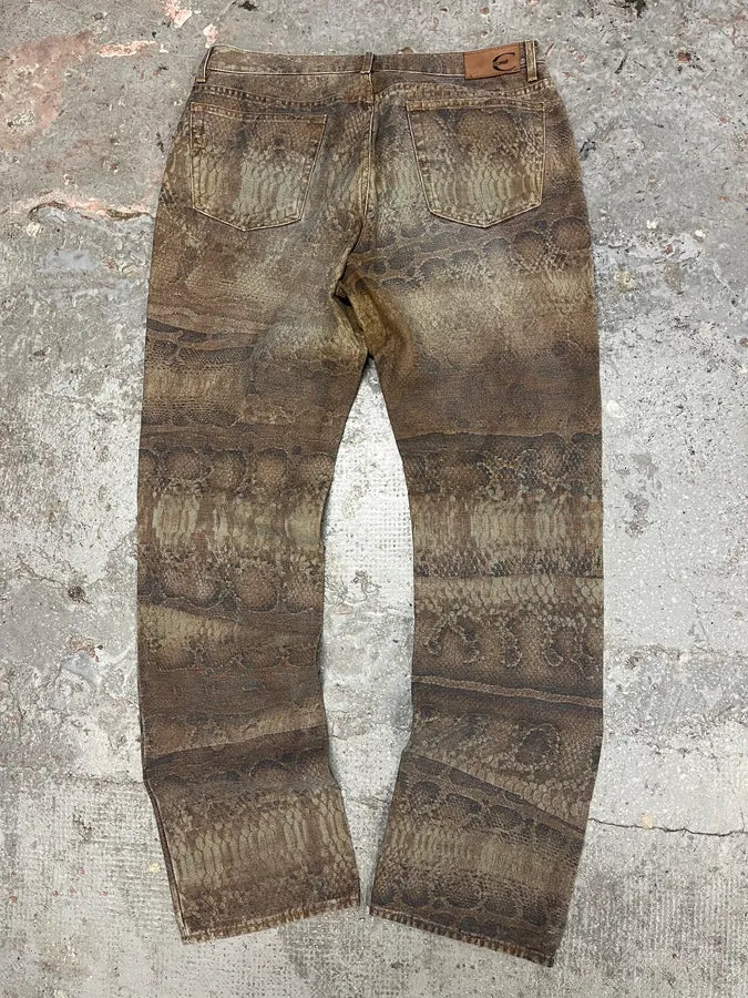 SS2005 Cavalli Python Snakeskin Effect Marble Brown Pants (L/XL) QlNOovP 6