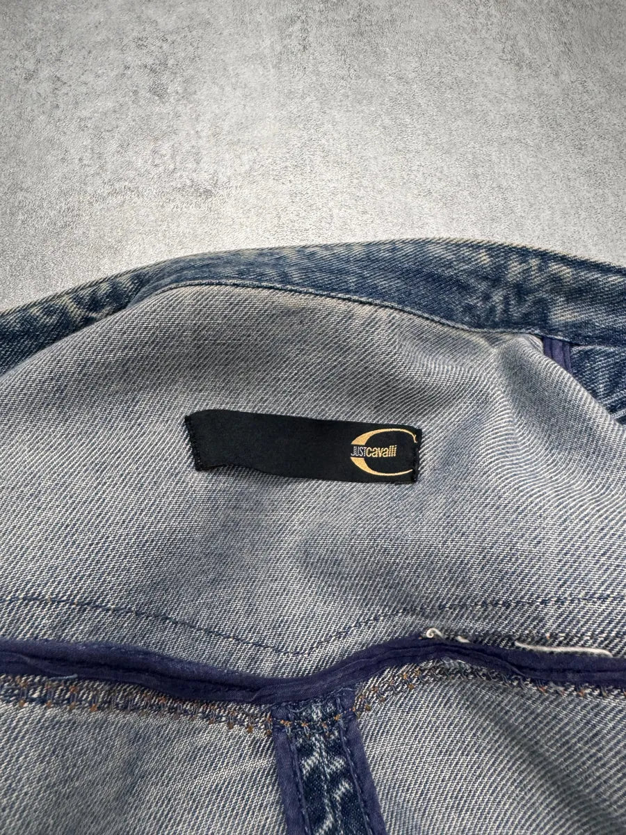 SS2005 Cavalli Sexy Biker Conceptual Denim Jacket AalzMOt 4