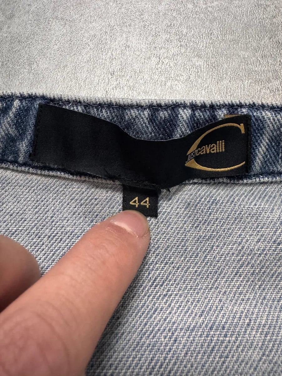 SS2005 Cavalli Sexy Biker Conceptual Blue Denim Jacket MhDVmOu 5