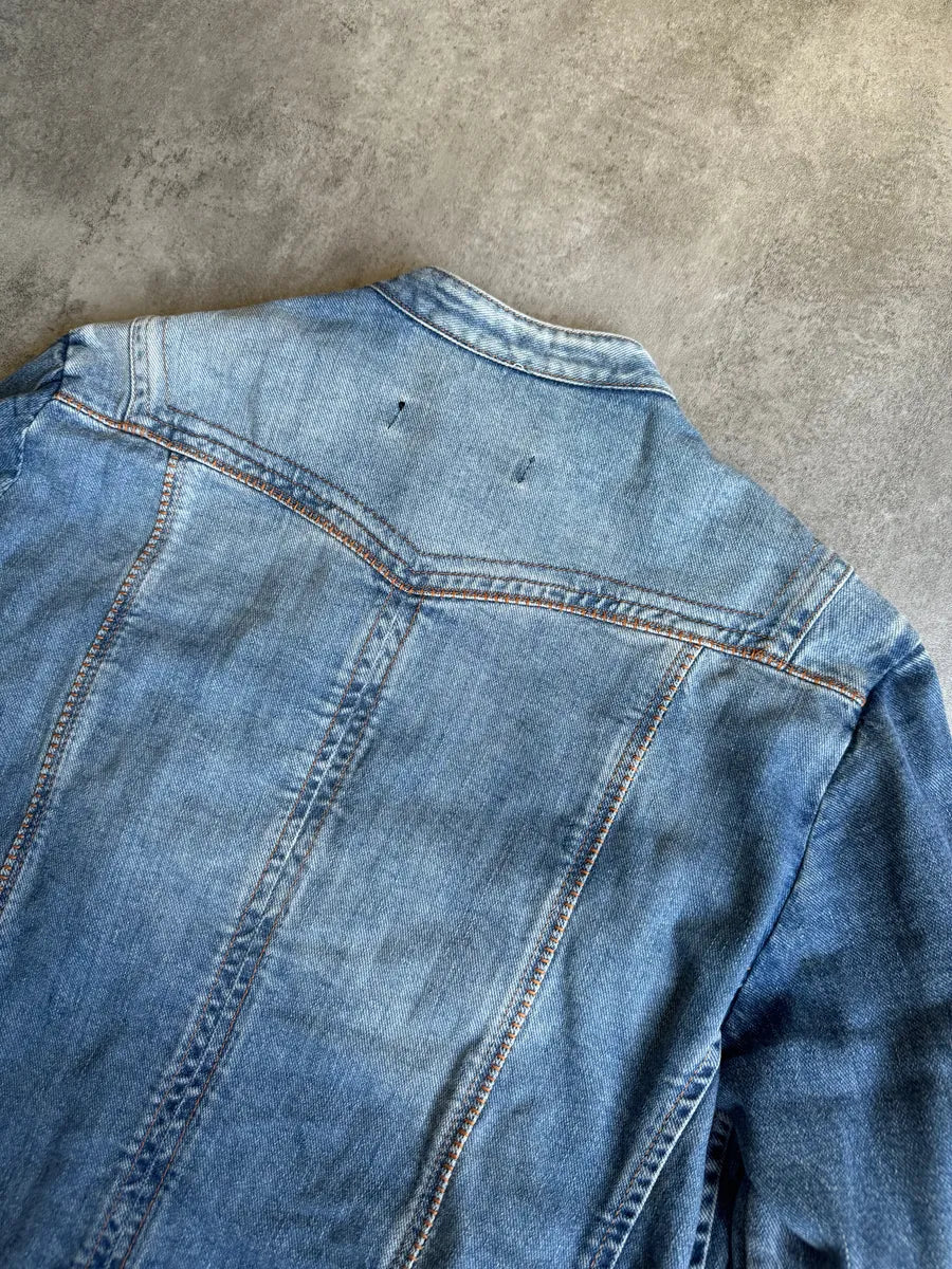SS2005 Cavalli Sexy Biker Conceptual Denim Jacket yPfeiCB 9