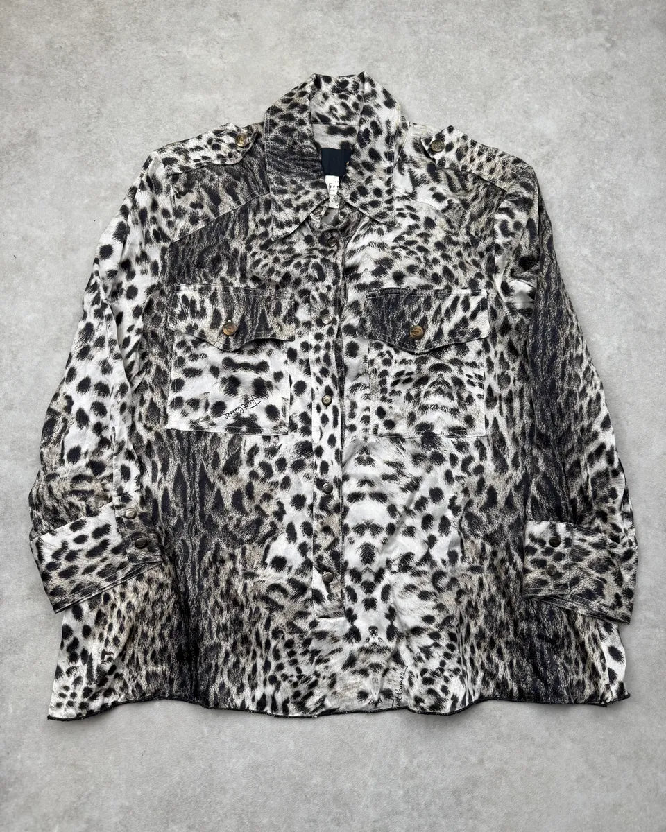 SS2005 Cavalli White & Black Leopard Shirt rCrvOoY 0